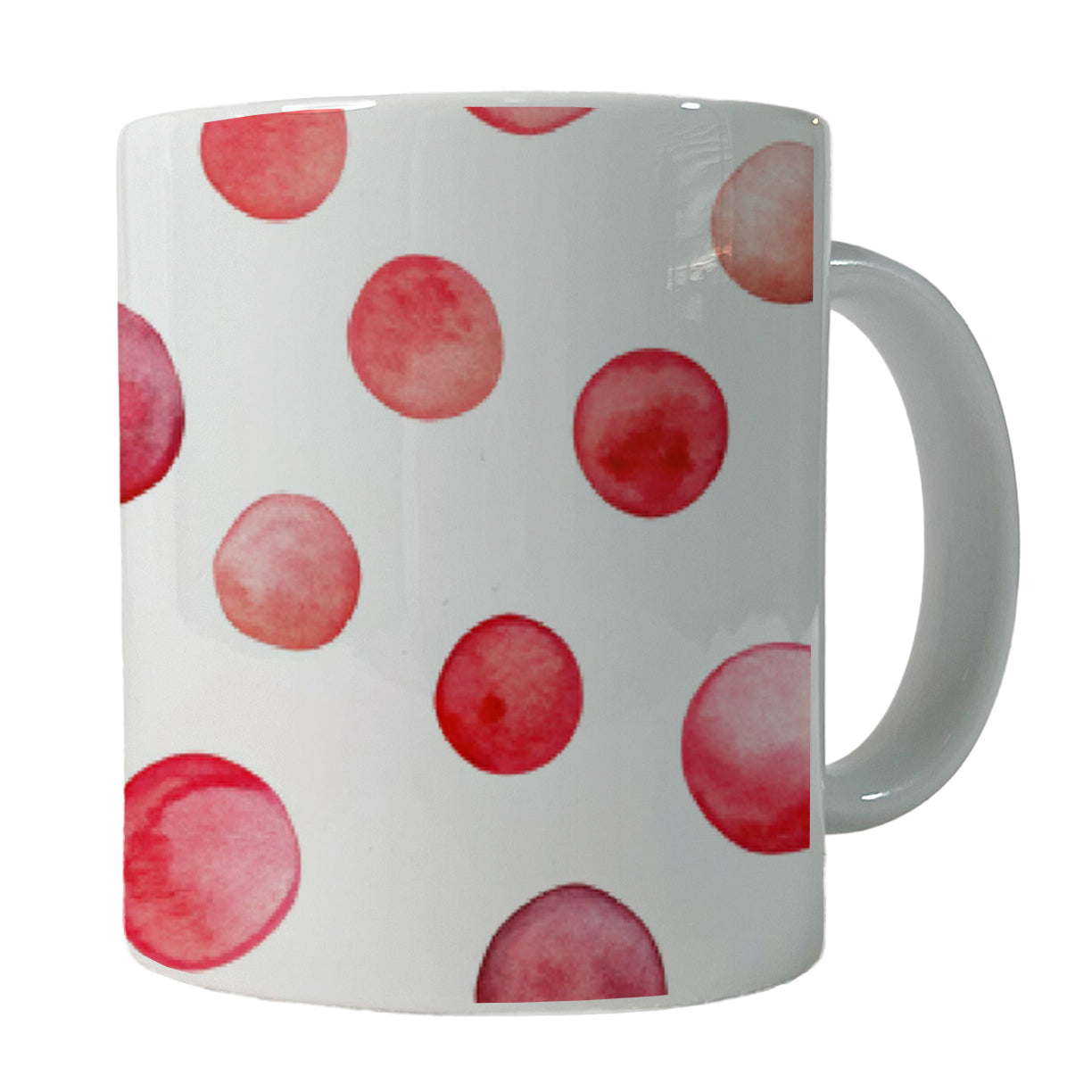Red Polka Dots Fun White Background Ceramic Tea Coffee Mug Cup - 11oz