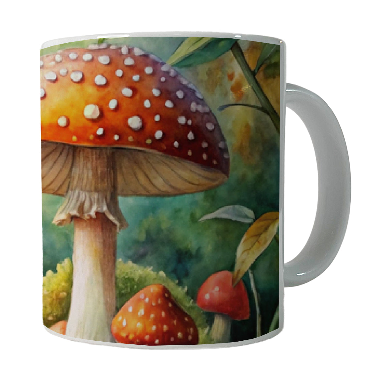 Woodland Mushrooms Watercolor Ceramic Tea Coffee Mug Cup - 11oz