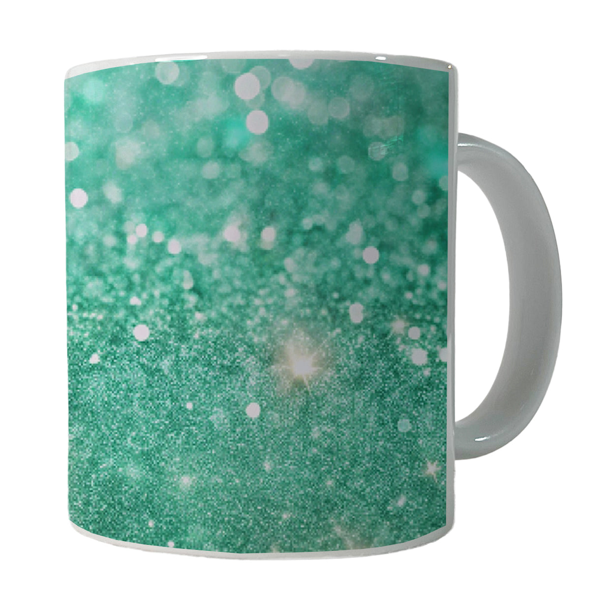 Sea Green Faux Glitter Ceramic Tea Coffee Mug Cup - 11oz