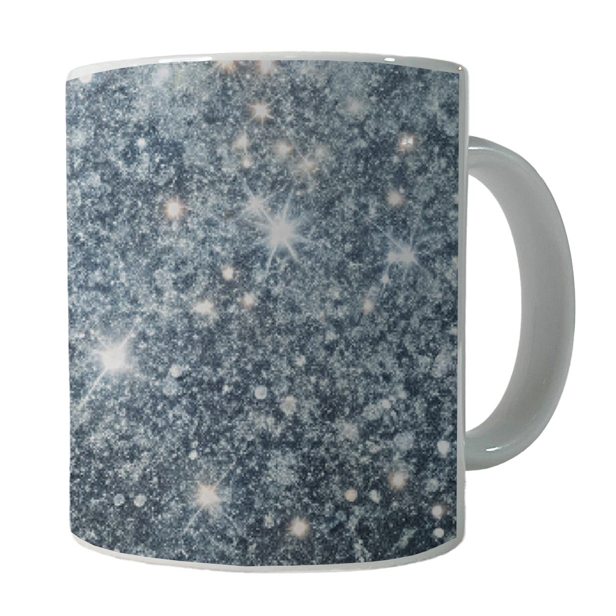 Silver Faux Glitter Ceramic Tea Coffee Mug Cup - 11oz