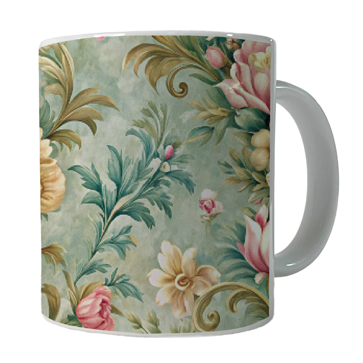 Victorian Flowers Floral Wallpaper Ceramic Tea Coffee Mug Cup - 11oz