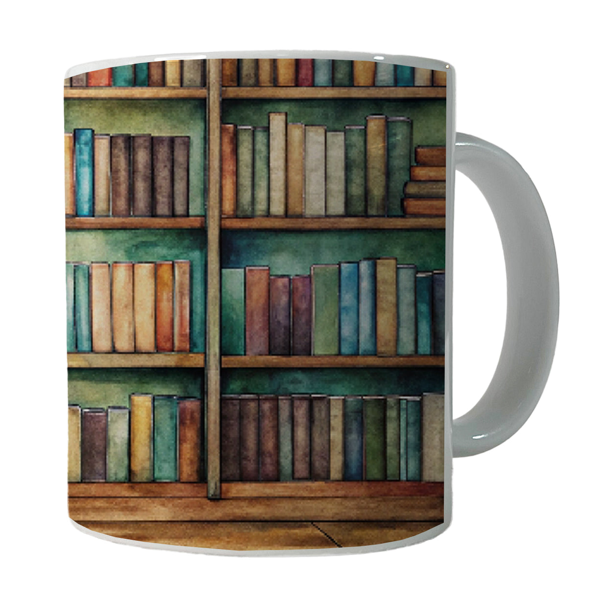 Bookshelves Library Reading Reader Books Ceramic Tea Coffee Mug Cup - 11oz