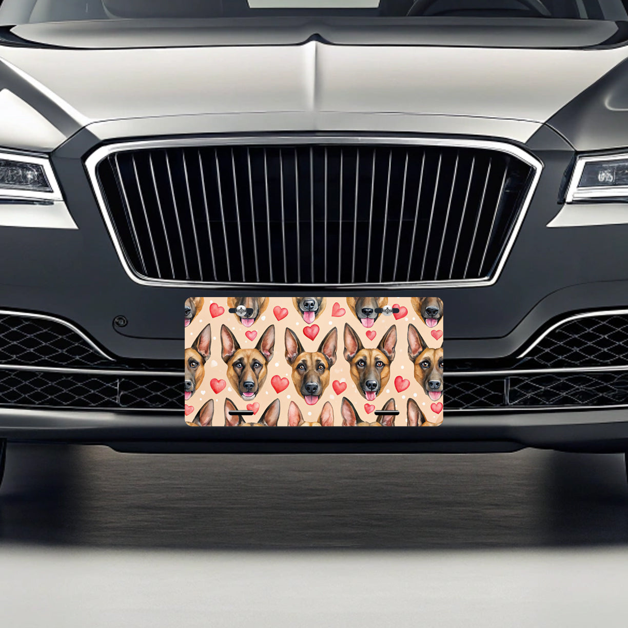 Belgian Malinois Dog Faces Hearts Metal Vanity Novelty Tag License Plate for Trucks Cars SUVs