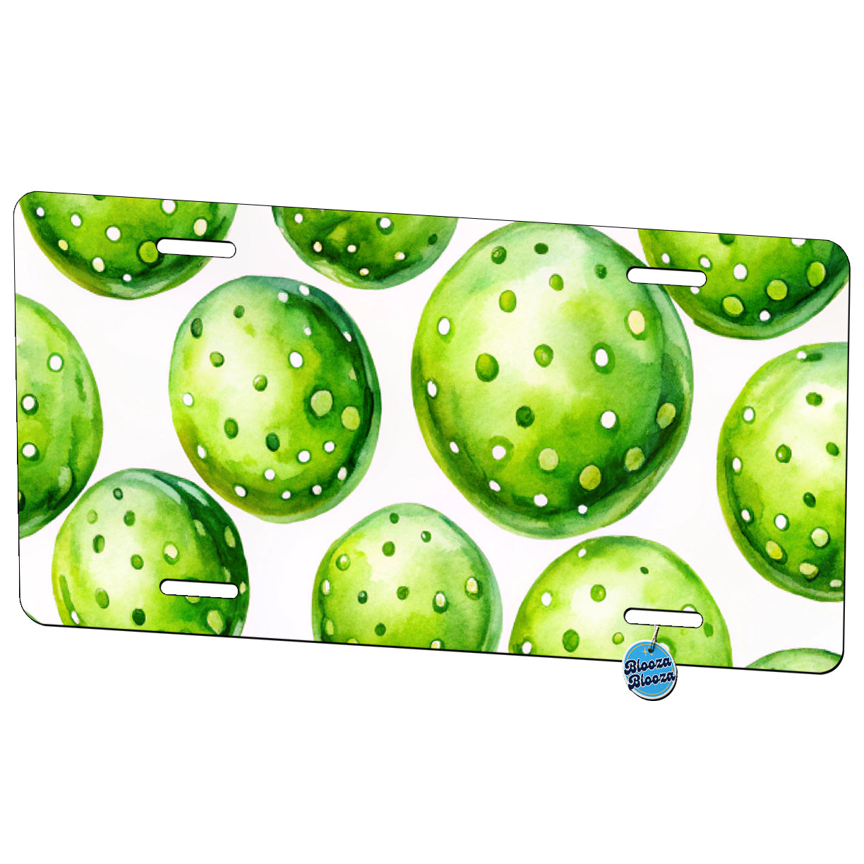 Fluorescent Green Pickleballs Metal Vanity Novelty Tag License Plate for Trucks Cars SUVs