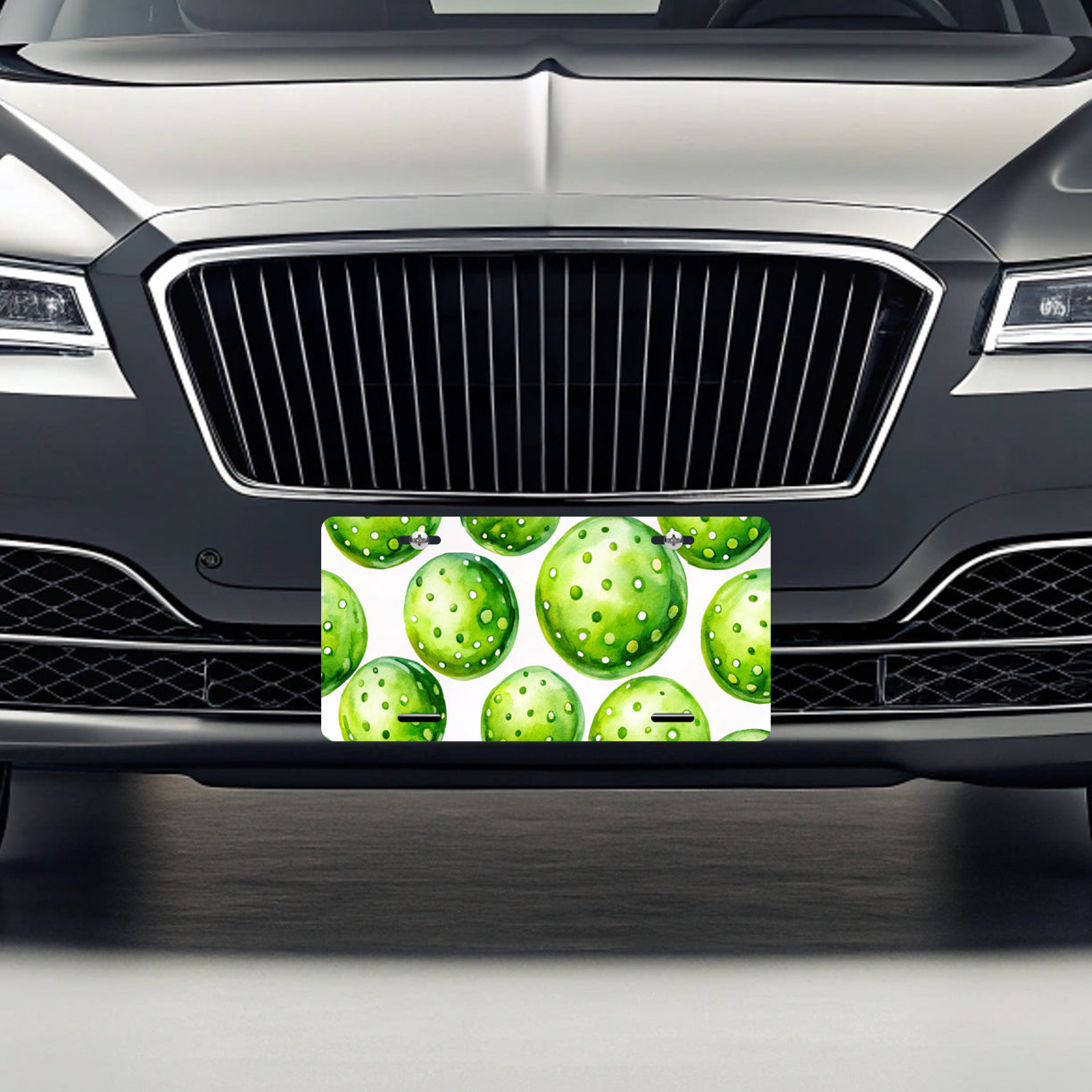 Fluorescent Green Pickleballs Metal Vanity Novelty Tag License Plate for Trucks Cars SUVs
