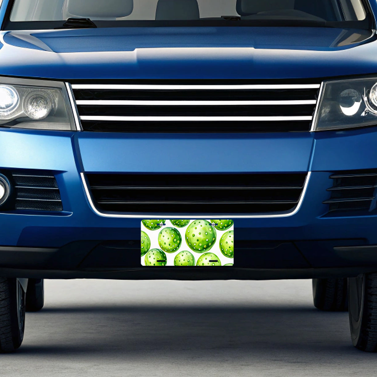 Fluorescent Green Pickleballs Metal Vanity Novelty Tag License Plate for Trucks Cars SUVs