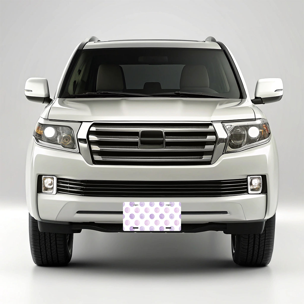Light Purple Polka Dots White Background Metal Vanity Novelty Tag License Plate for Trucks Cars SUVs