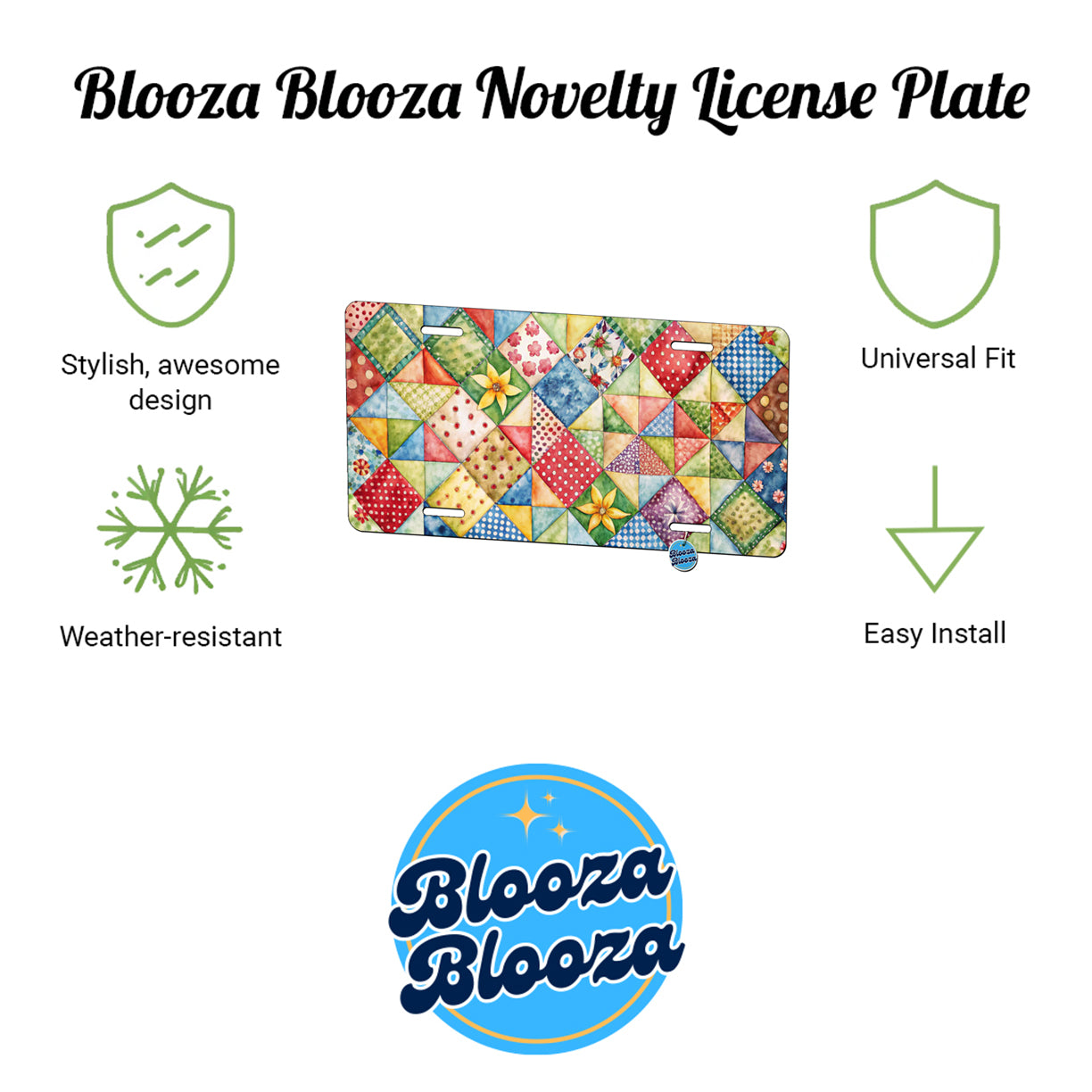 Patchwork Quilt Country Sewing Quilter Metal Vanity Novelty Tag License Plate for Trucks Cars SUVs