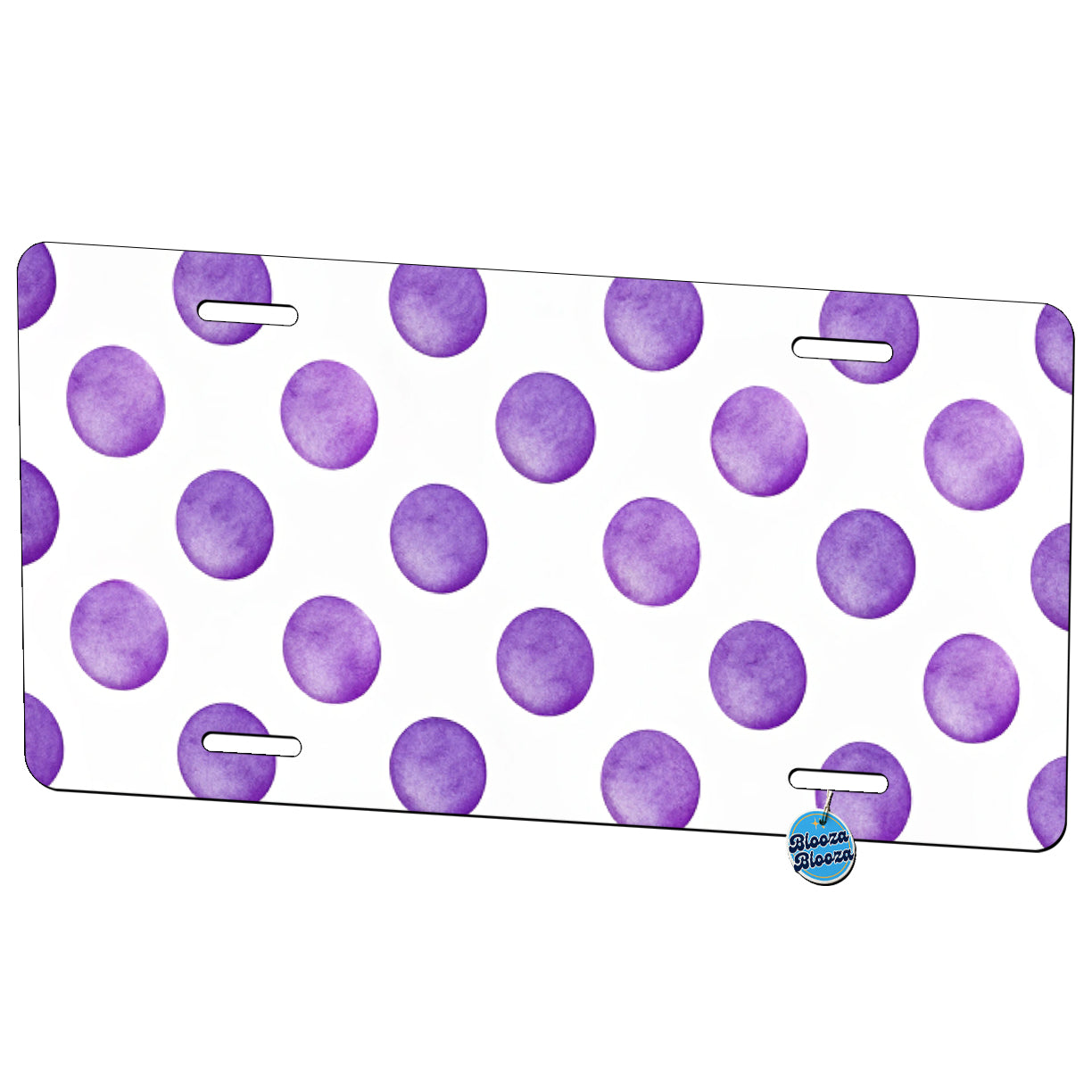 Purple Polka Dots White Background Metal Vanity Novelty Tag License Plate for Trucks Cars SUVs