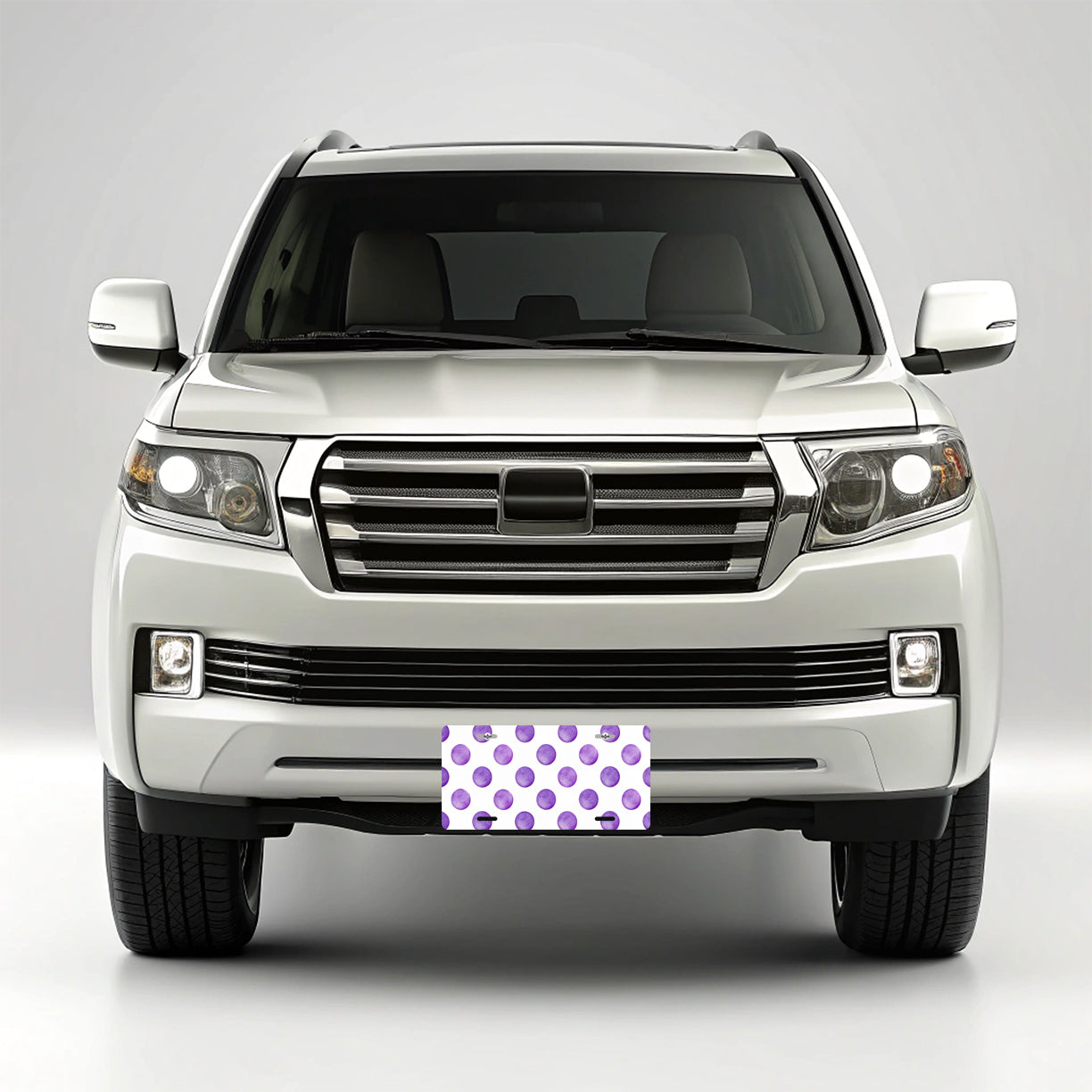 Purple Polka Dots White Background Metal Vanity Novelty Tag License Plate for Trucks Cars SUVs