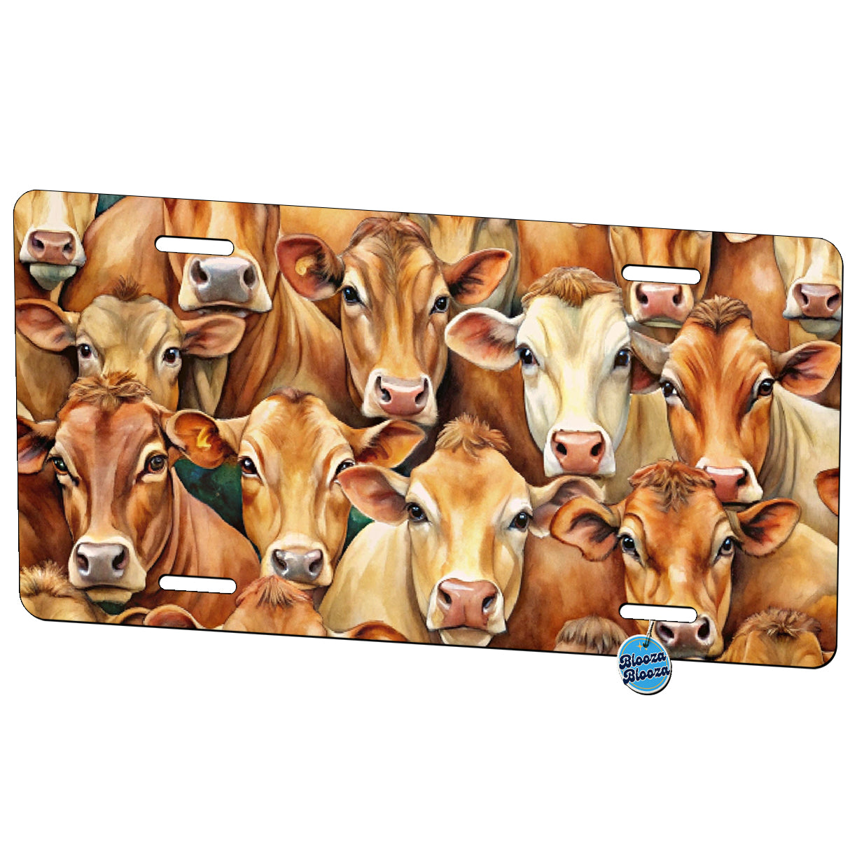 Bunch Of Brown Cow Faces Metal Vanity Novelty Tag License Plate for Trucks Cars SUVs