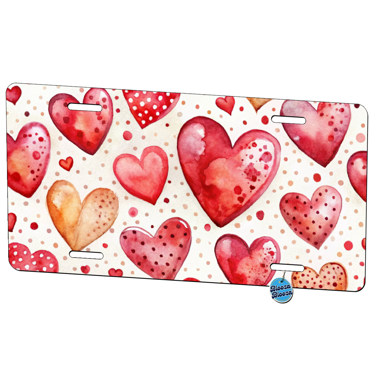 Red Hearts Polka Dots Love Valentine's Day Anniversary Metal Vanity Novelty Tag License Plate for Trucks Cars SUVs