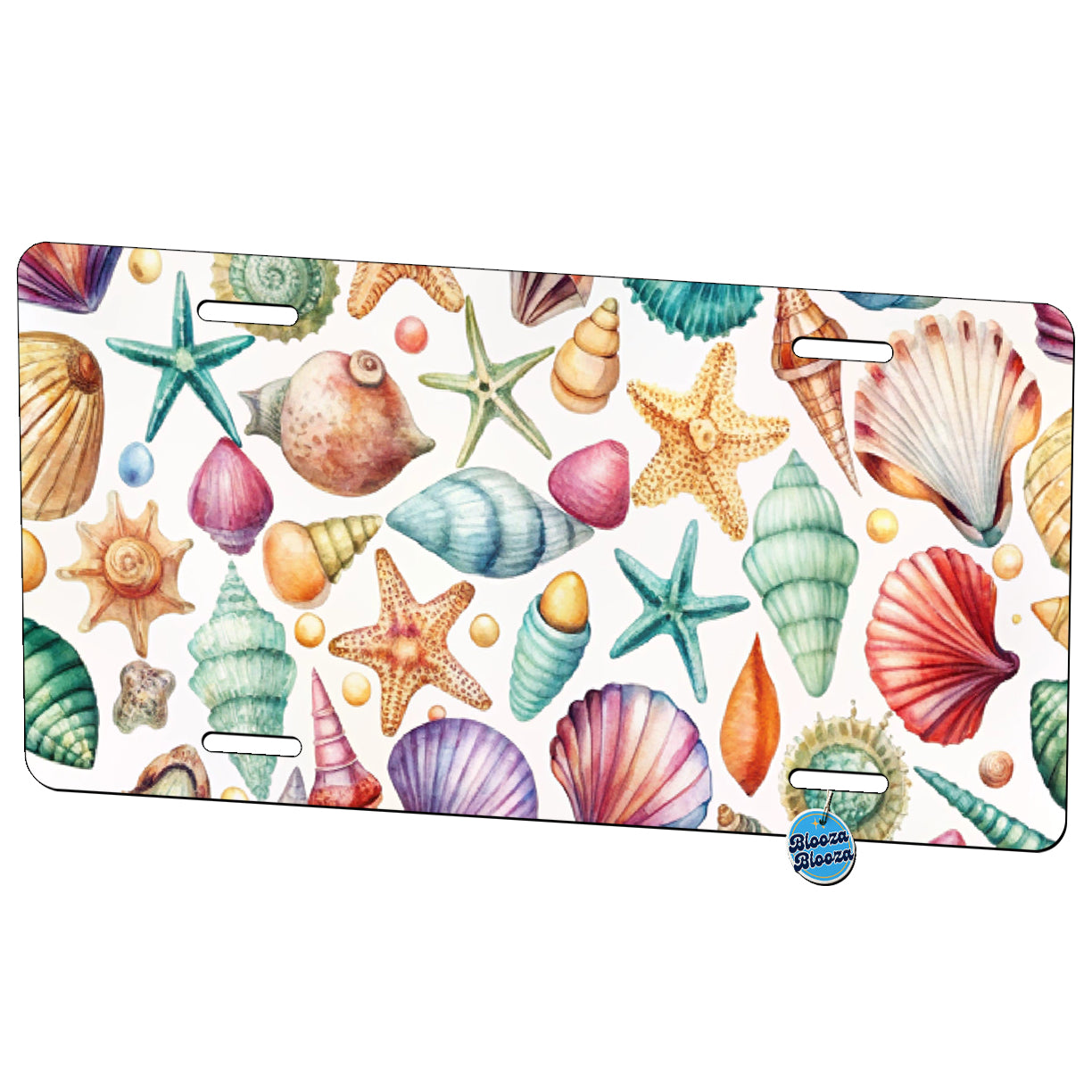 Shells Scattered Beach Metal Vanity Novelty Tag License Plate for Trucks Cars SUVs