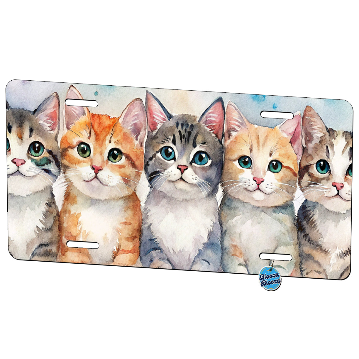 Small Cute Cats In A Row Metal Vanity Novelty Tag License Plate for Trucks Cars SUVs