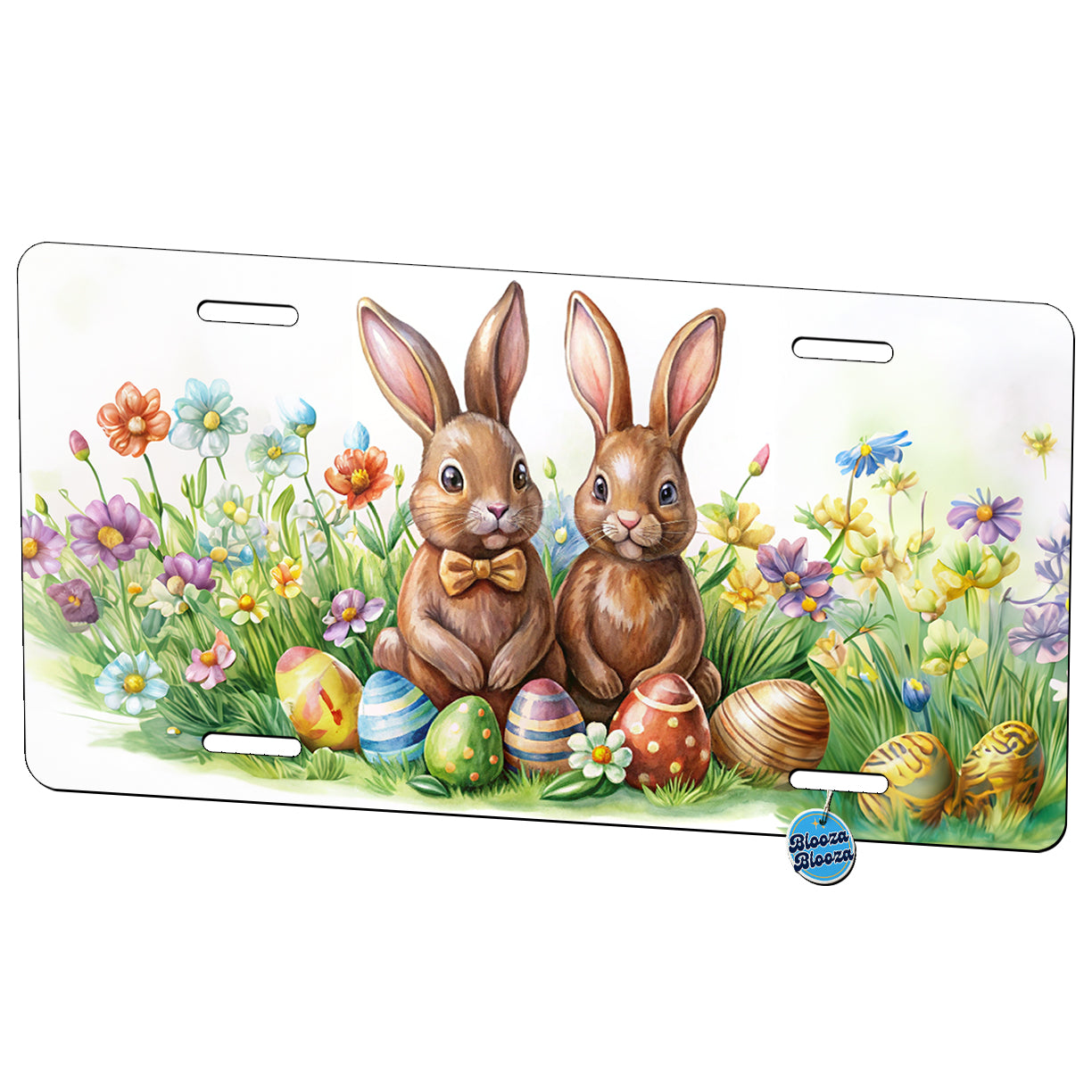 Chocolate Easter Bunnies Rabbits Cute Metal Vanity Novelty Tag License Plate for Trucks Cars SUVs