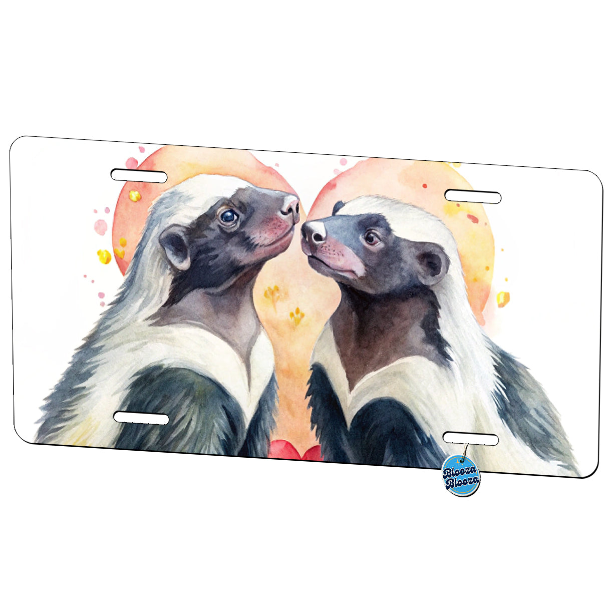 Honey Badgers In Love Heart Valentine's Day Metal Vanity Novelty Tag License Plate for Trucks Cars SUVs