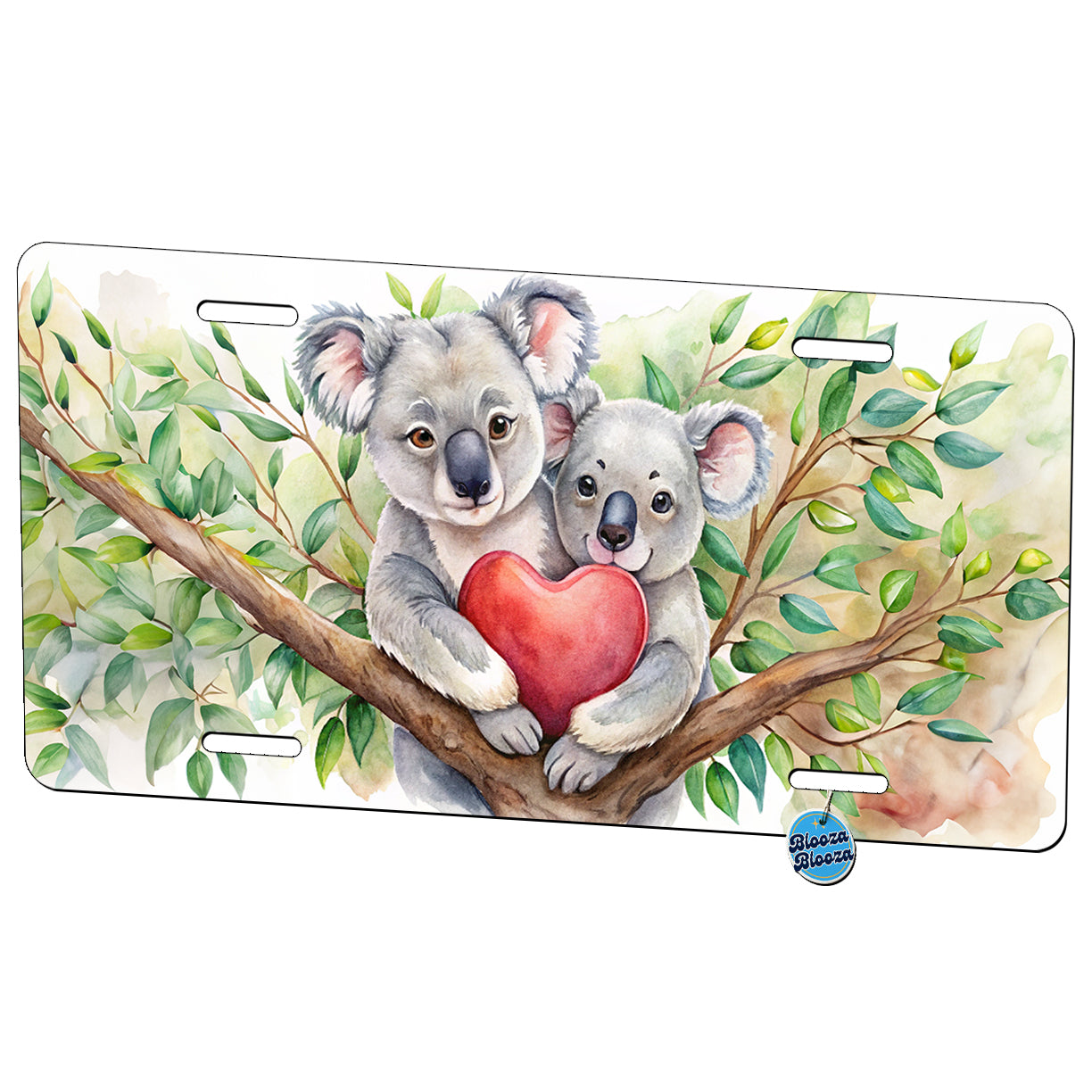 Koalas In Love Heart Valentine's Day Metal Vanity Novelty Tag License Plate for Trucks Cars SUVs