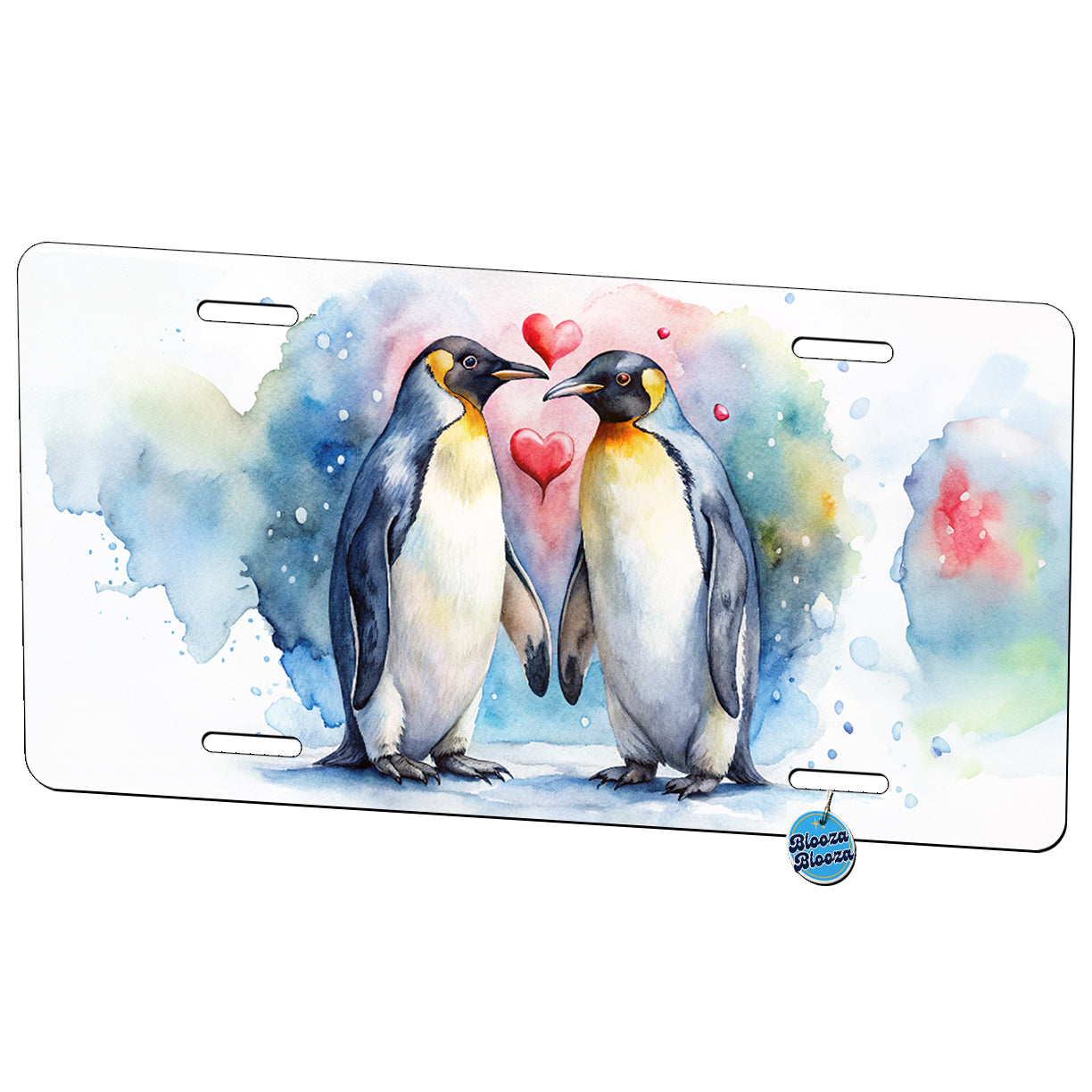 Penguins In Love Hearts Valentine's Day Metal Vanity Novelty Tag License Plate for Trucks Cars SUVs