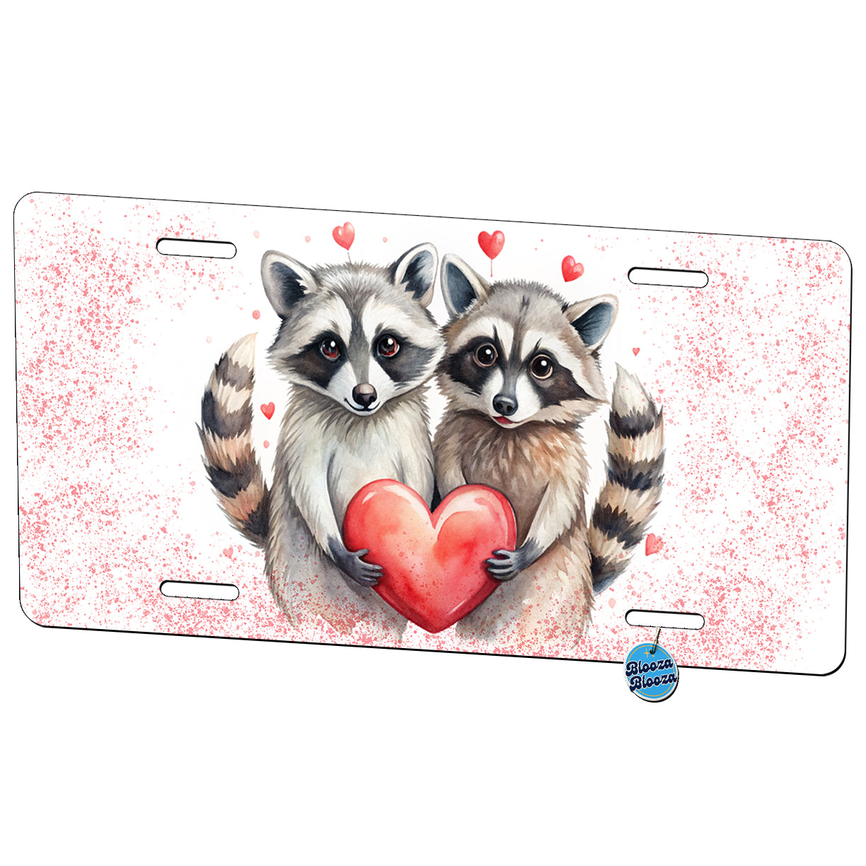 Raccoons In Love With Hearts Valentine's Day Metal Vanity Novelty Tag License Plate for Trucks Cars SUVs