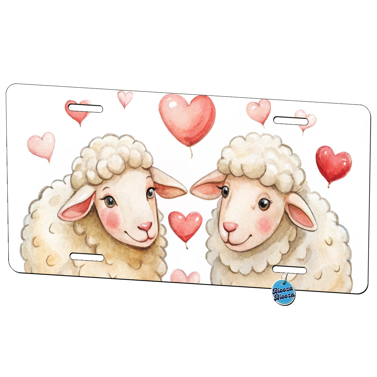 Sheep In Love With Hearts Valentine's Day Metal Vanity Novelty Tag License Plate for Trucks Cars SUVs