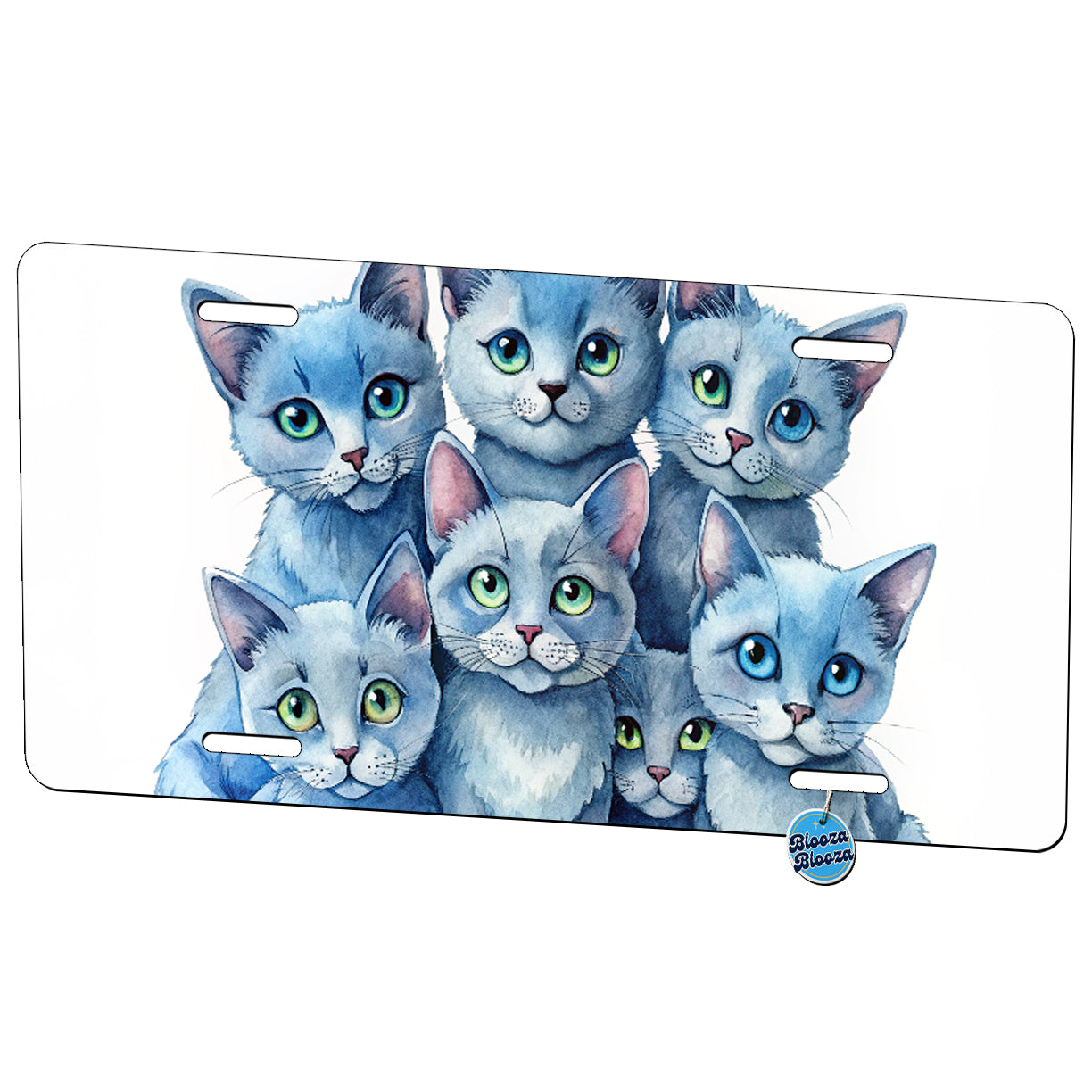 Sweet Russian Blue Cats Metal Vanity Novelty Tag License Plate for Trucks Cars SUVs