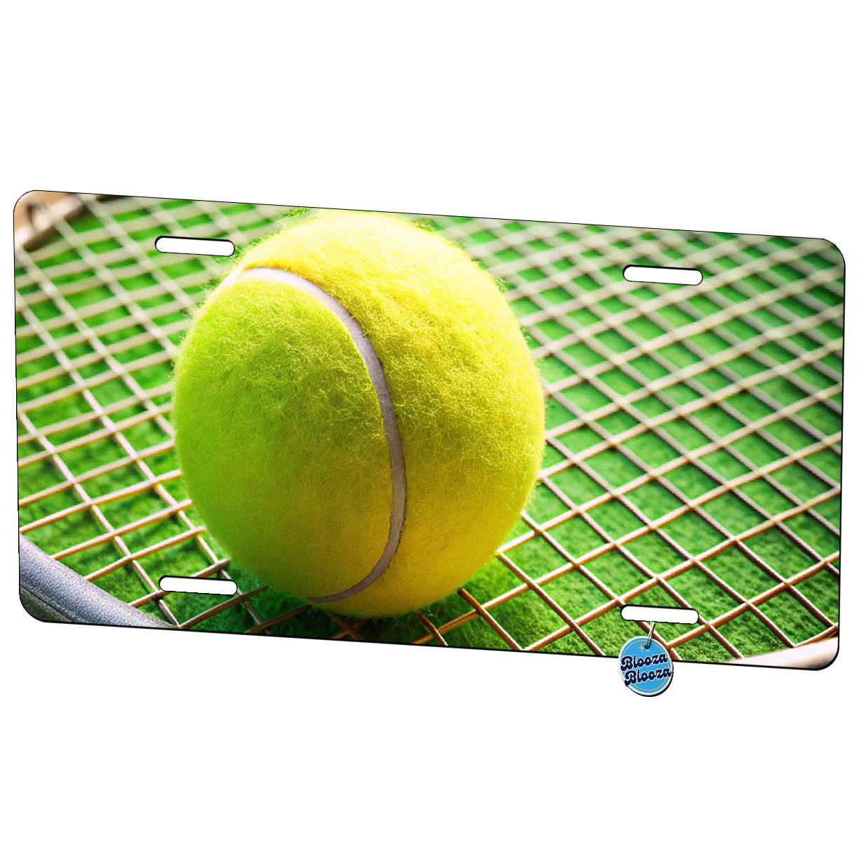 Tennis Racquet and Ball Close-up Metal Vanity Novelty Tag License Plate for Trucks Cars SUVs