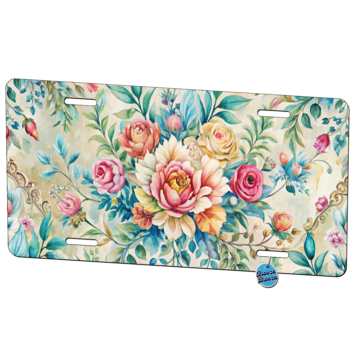 Elegant Bohemian Wallpaper Metal Vanity Novelty Tag License Plate for Trucks Cars SUVs