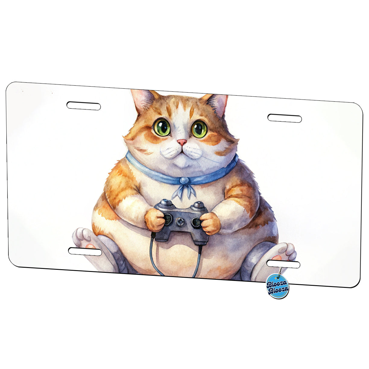 Fat Gamer Kitty Metal Vanity Novelty Tag License Plate for Trucks Cars SUVs