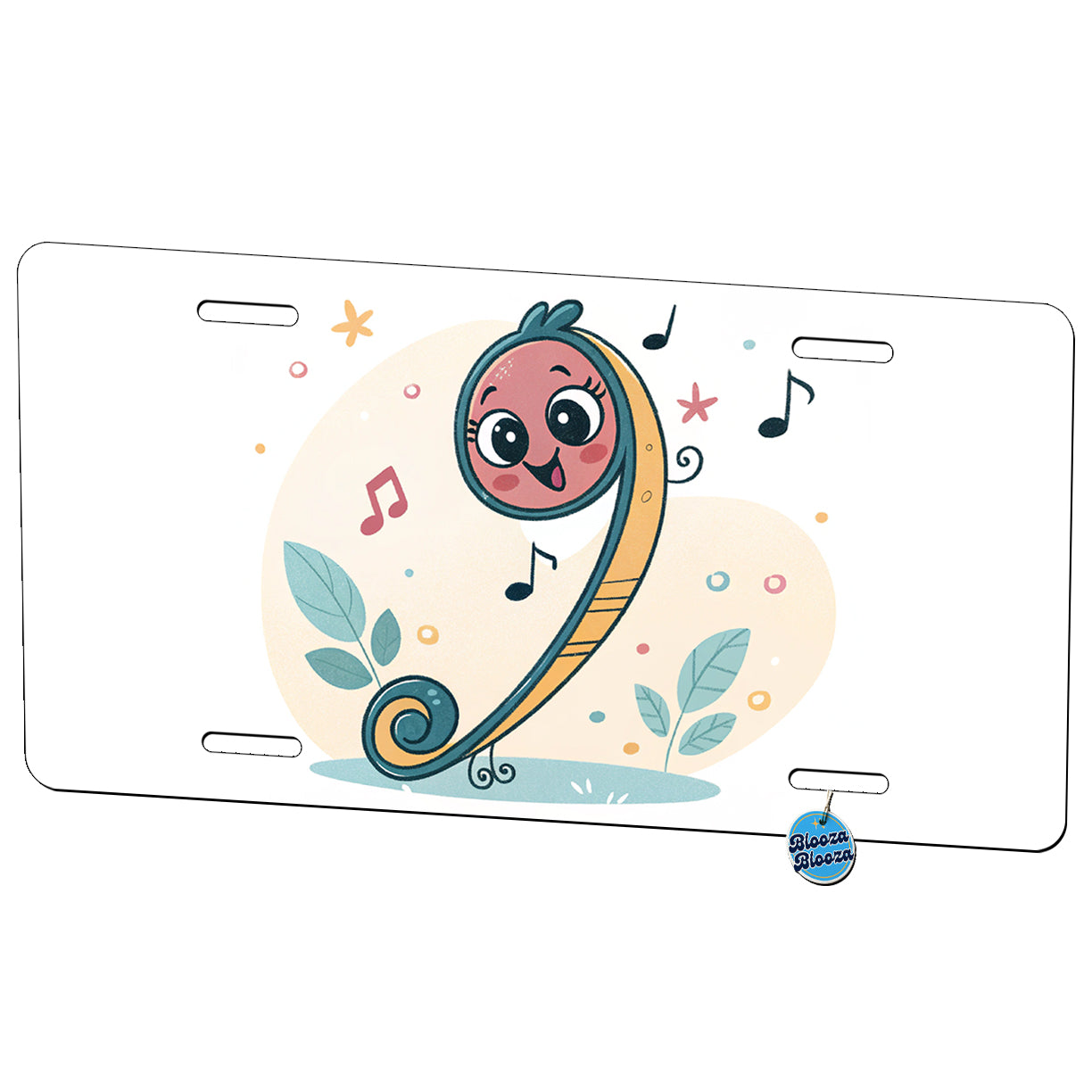 Kawaii Bass Music Cute Metal Vanity Novelty Tag License Plate for Trucks Cars SUVs