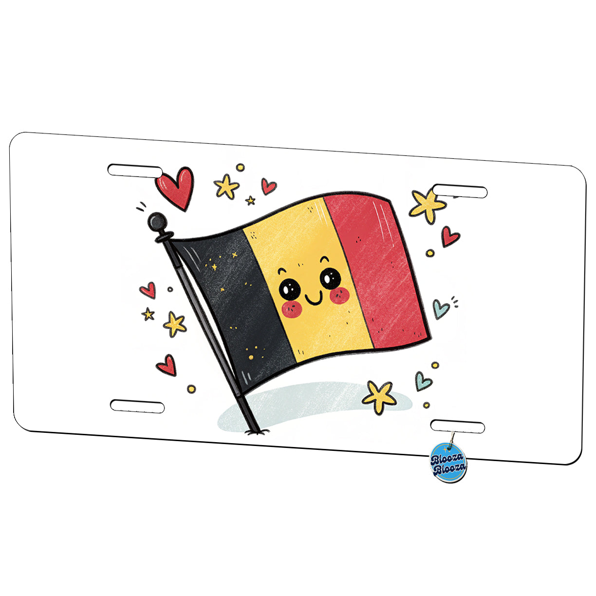 Kawaii Belgium Flag Metal Vanity Novelty Tag License Plate for Trucks Cars SUVs
