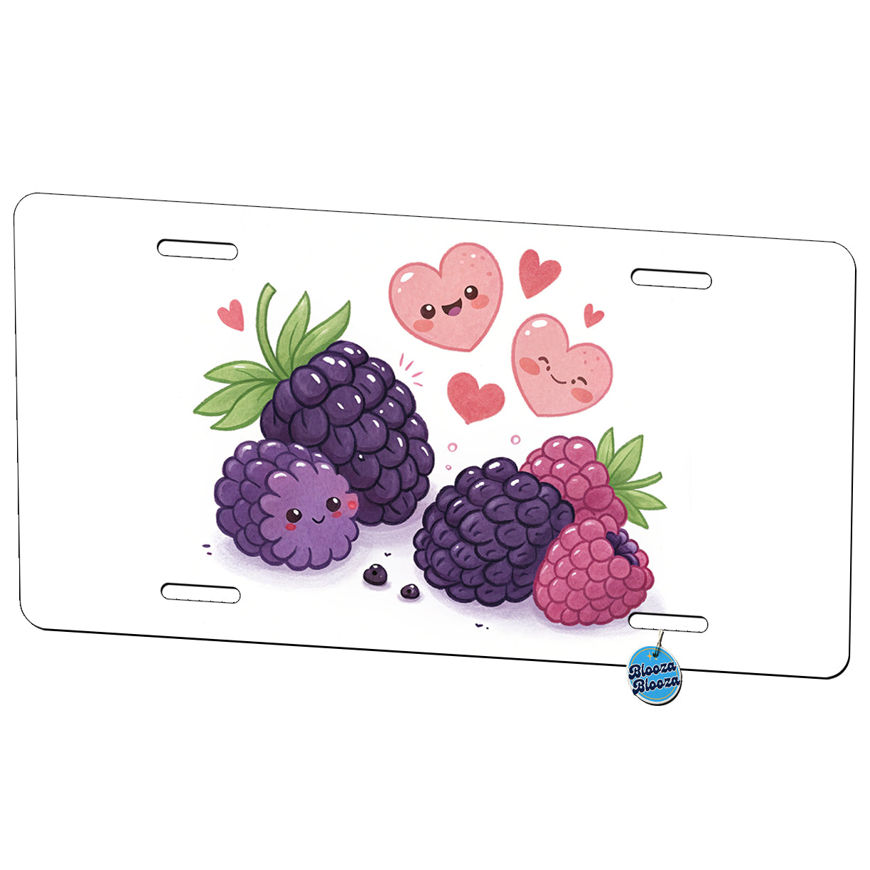 Kawaii Blackberries And Hearts Metal Vanity Novelty Tag License Plate for Trucks Cars SUVs