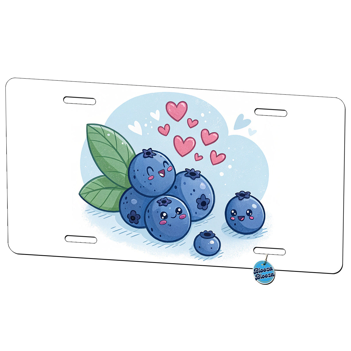 Kawaii Blueberries And Hearts Metal Vanity Novelty Tag License Plate for Trucks Cars SUVs