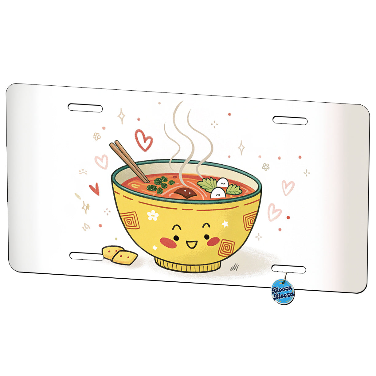 Kawaii Bowl Of Soup Metal Vanity Novelty Tag License Plate for Trucks Cars SUVs
