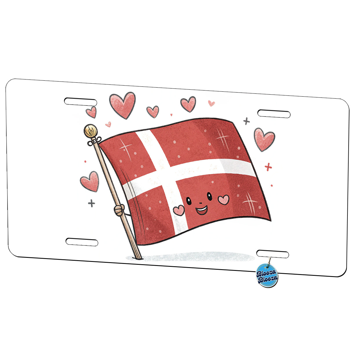 Kawaii Denmark Flag Metal Vanity Novelty Tag License Plate for Trucks Cars SUVs