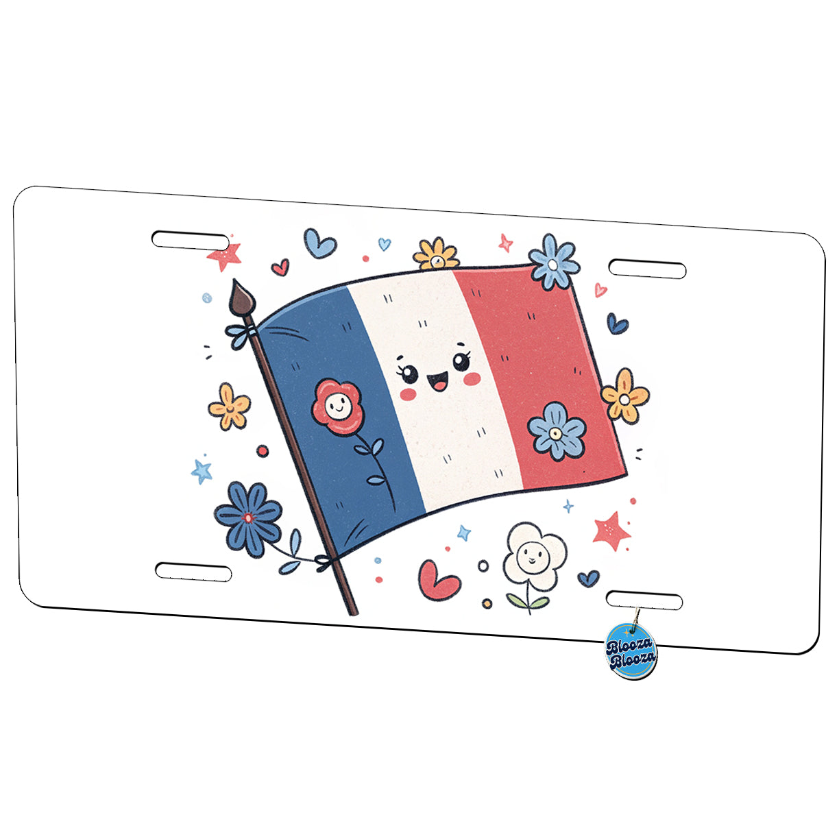 Kawaii France Flag Metal Vanity Novelty Tag License Plate for Trucks Cars SUVs