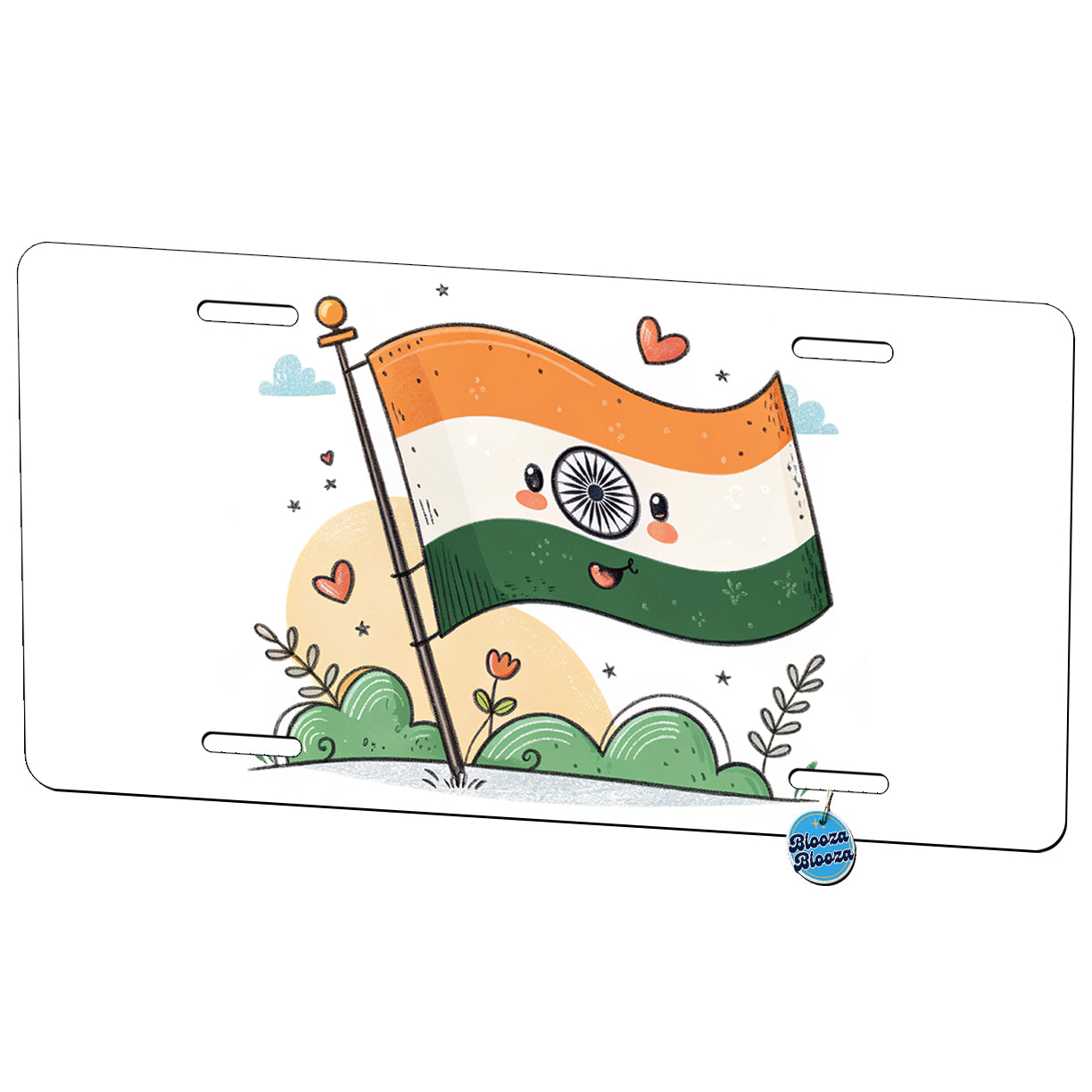 Kawaii India Flag Metal Vanity Novelty Tag License Plate for Trucks Cars SUVs