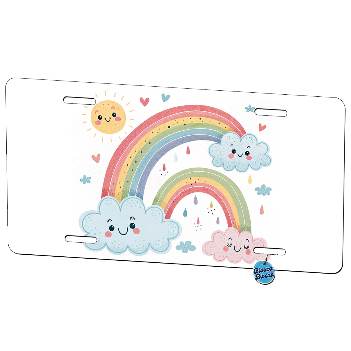 Kawaii Rainbows And Clouds Metal Vanity Novelty Tag License Plate for Trucks Cars SUVs