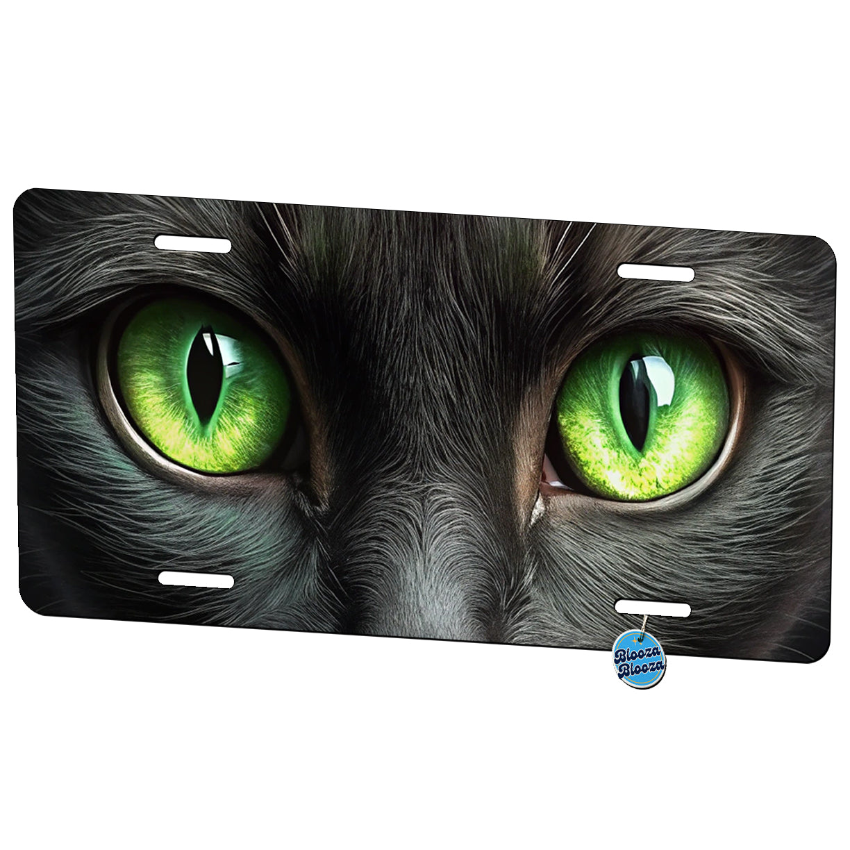 Black Cat with Green Eyes Metal Vanity Novelty Tag License Plate for Trucks Cars SUVs