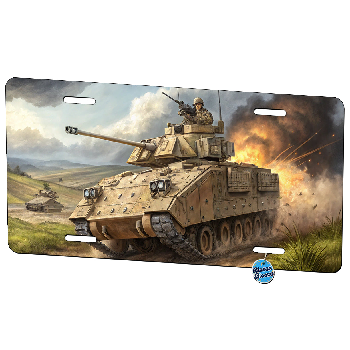 Bradley Fighting Vehicle US Army Armor Metal Vanity Novelty Tag License Plate for Trucks Cars SUVs