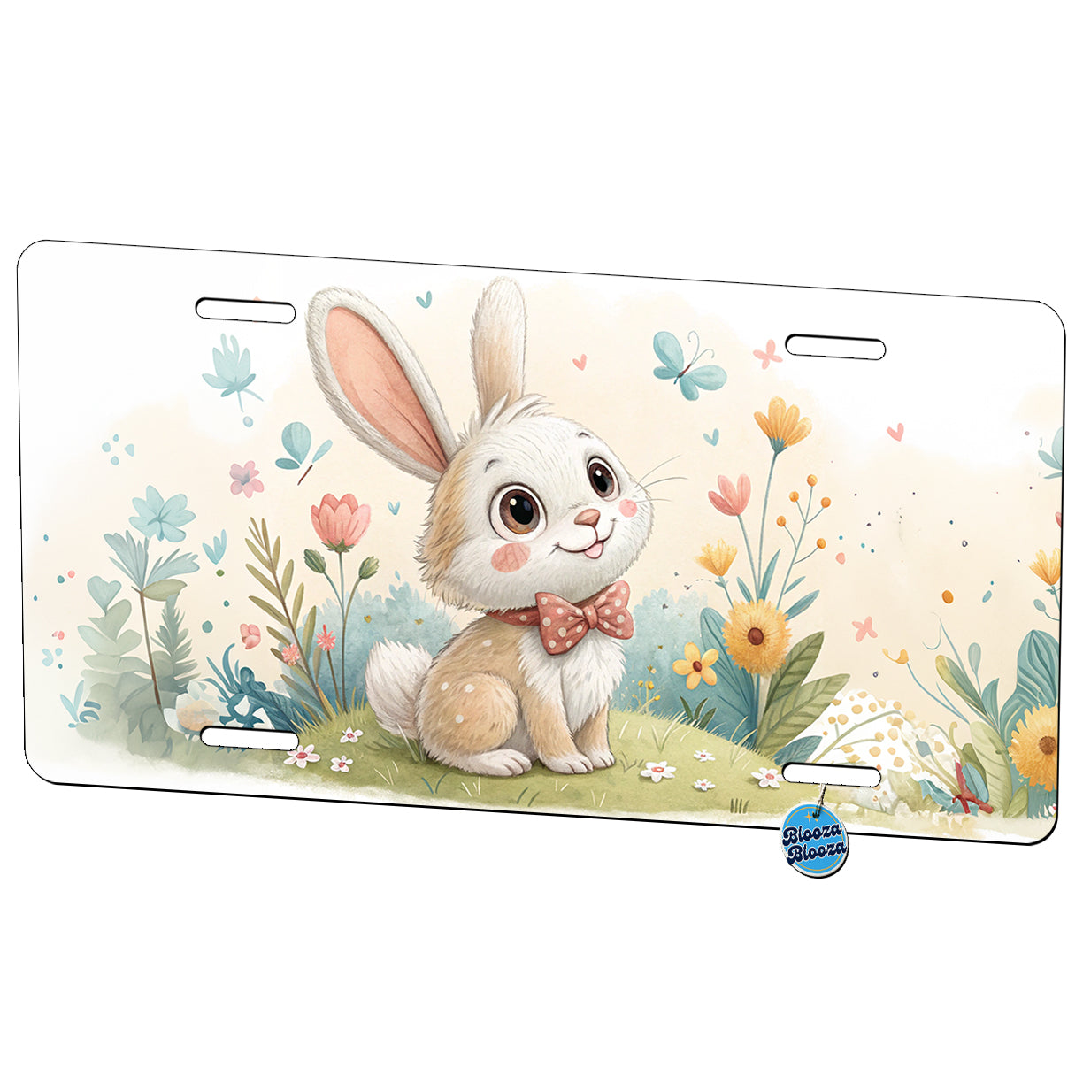 Bunny Rabbit Children's Illustration Style Metal Vanity Novelty Tag License Plate for Trucks Cars SUVs