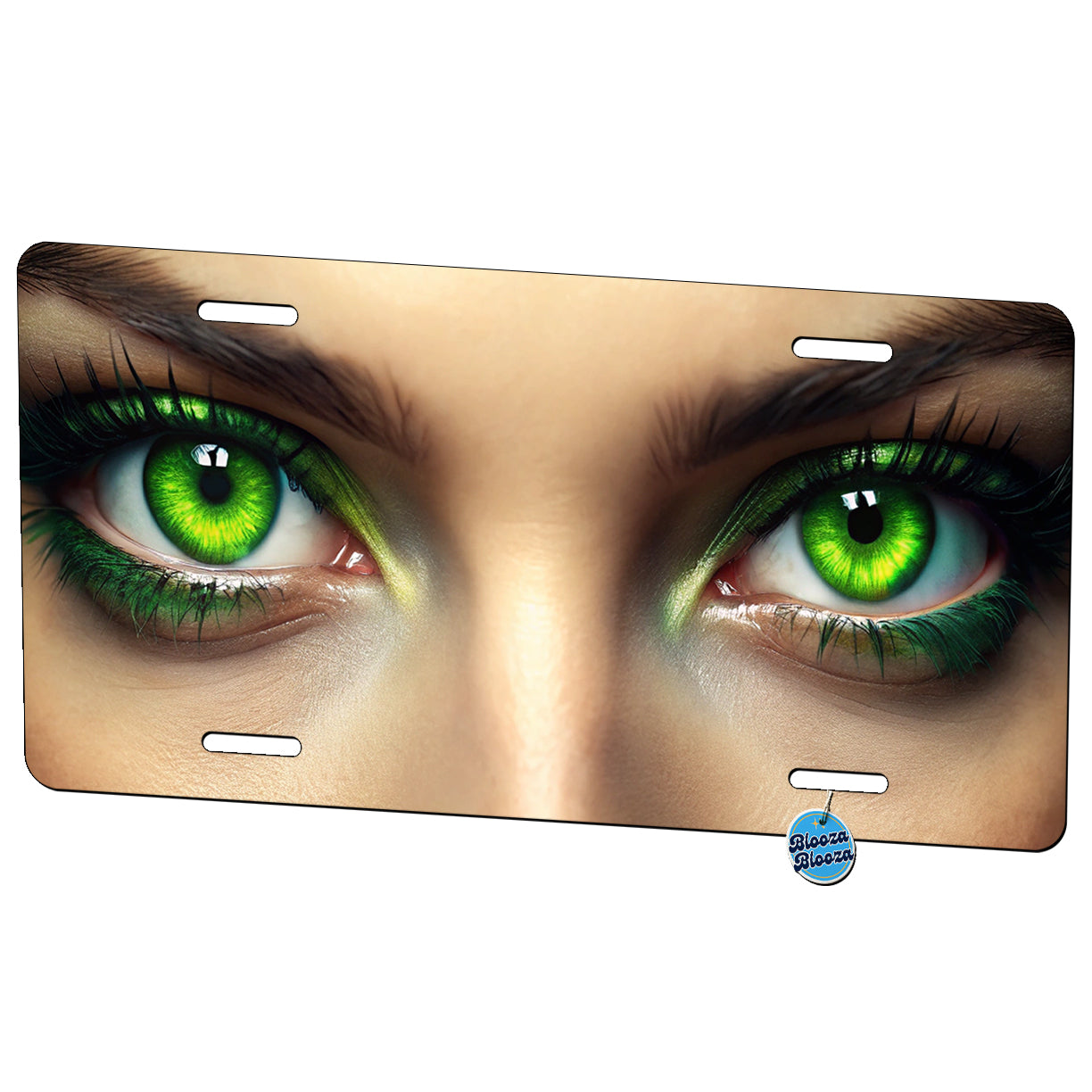 Close-Up Of Green Eyes Metal Vanity Novelty Tag License Plate for Trucks Cars SUVs