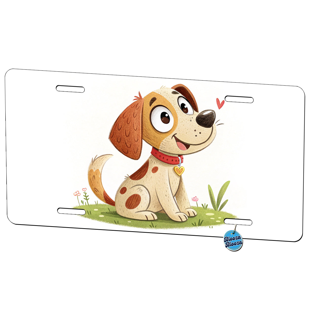 Dog Children's Illustration Style Metal Vanity Novelty Tag License Plate for Trucks Cars SUVs