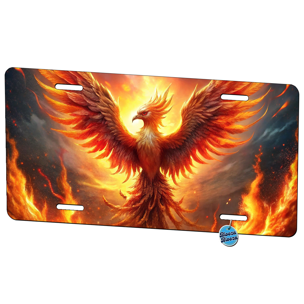 Flaming Phoenix Rising From Ashes Fantasy Bird Metal Vanity Novelty Tag License Plate for Trucks Cars SUVs