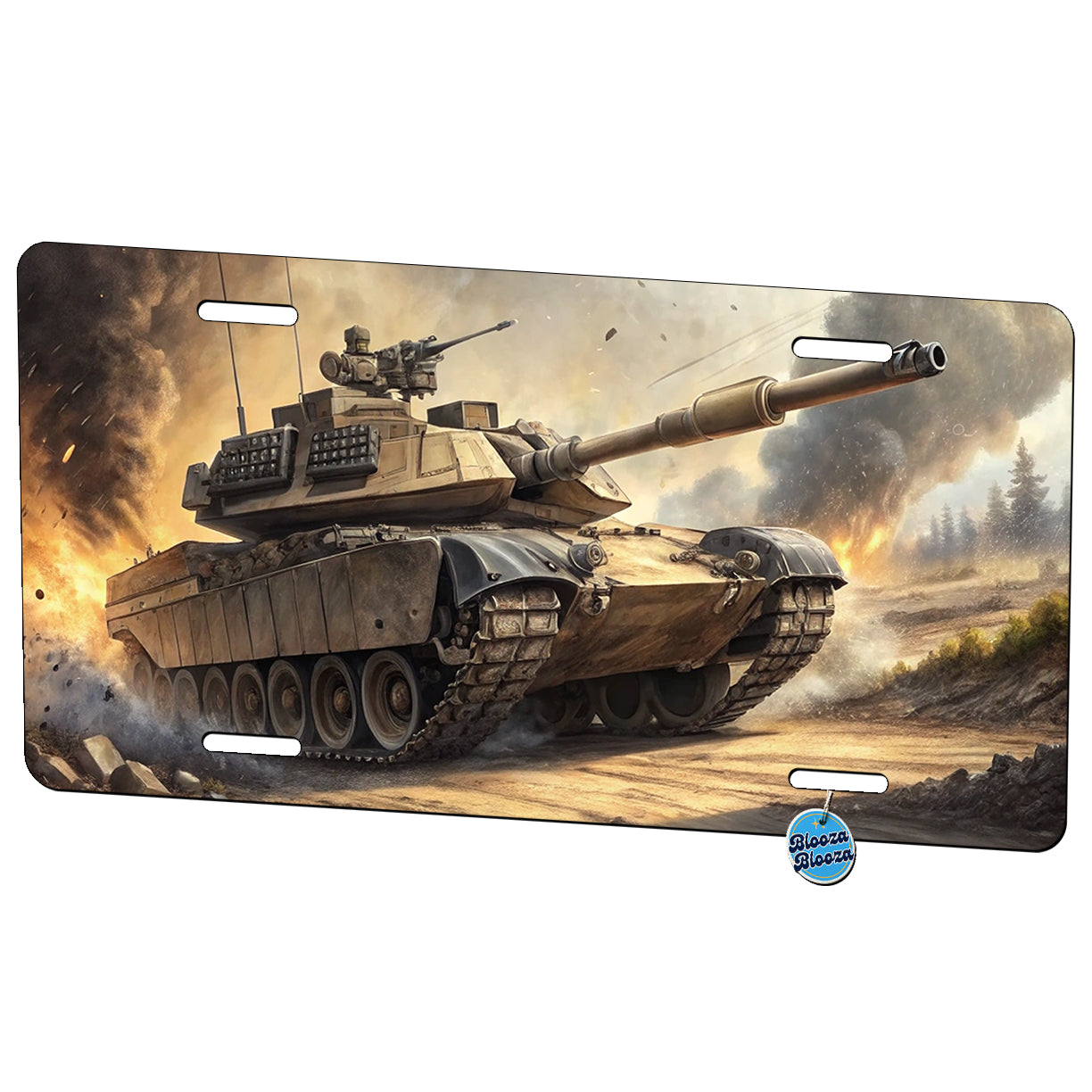 M1 Abrams Tank On The Move Metal Vanity Novelty Tag License Plate for Trucks Cars SUVs