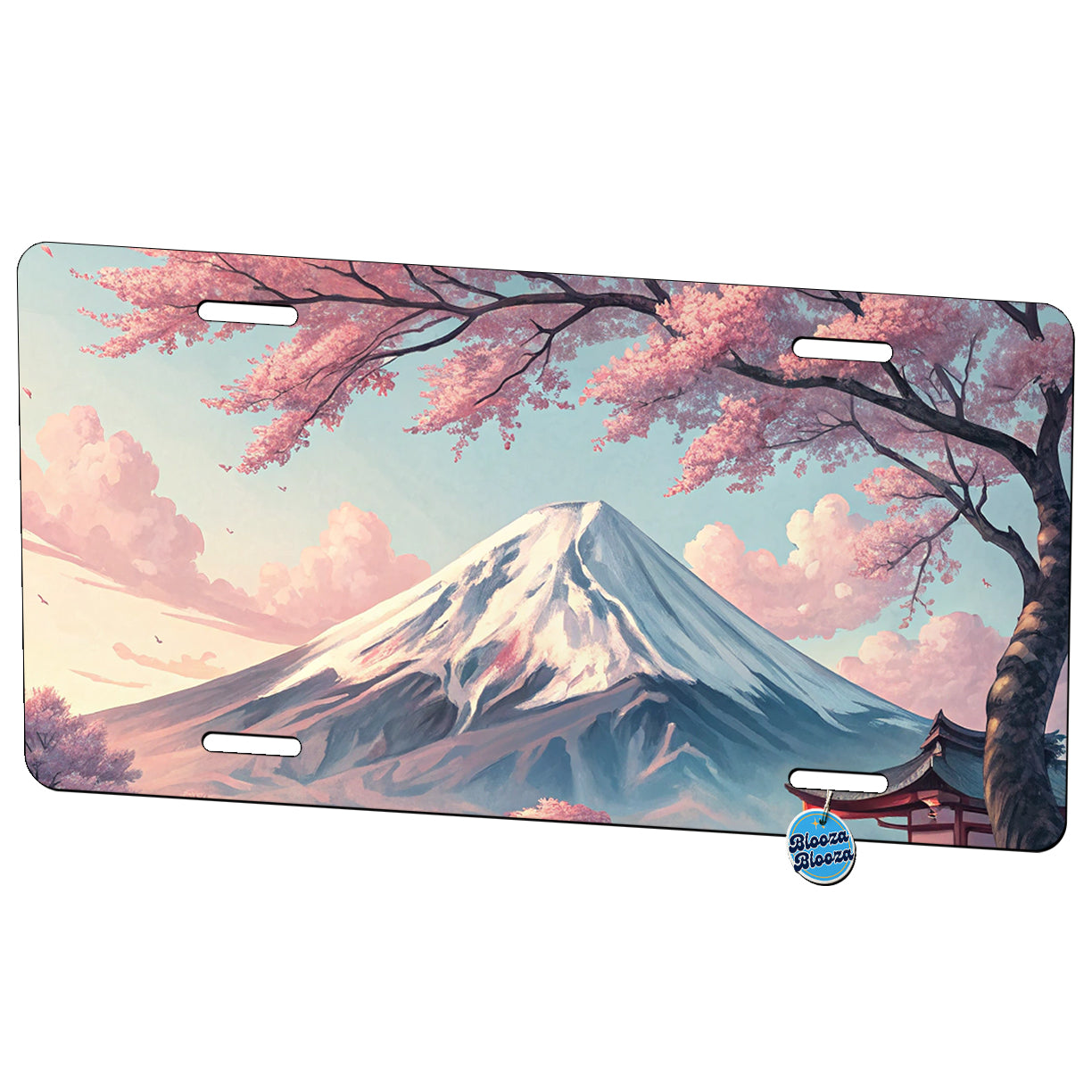 Mount Fuji During Cherry Blossom Season Japan Metal Vanity Novelty Tag License Plate for Trucks Cars SUVs