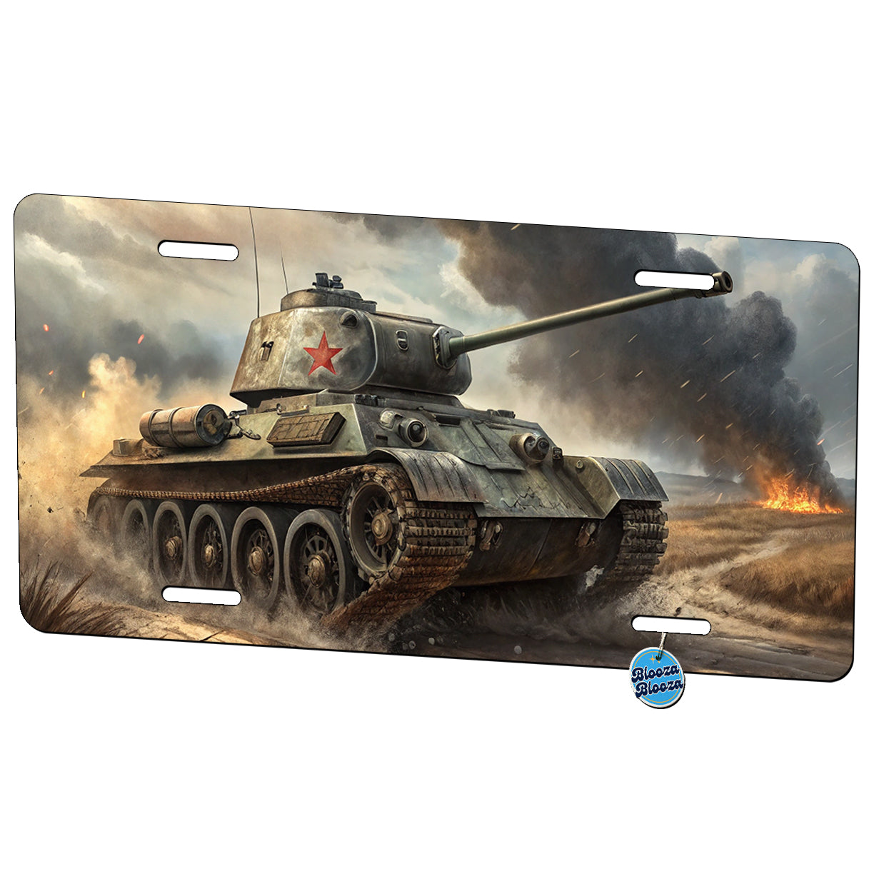 WWII T-34 Russian Medium Tank Metal Vanity Novelty Tag License Plate for Trucks Cars SUVs