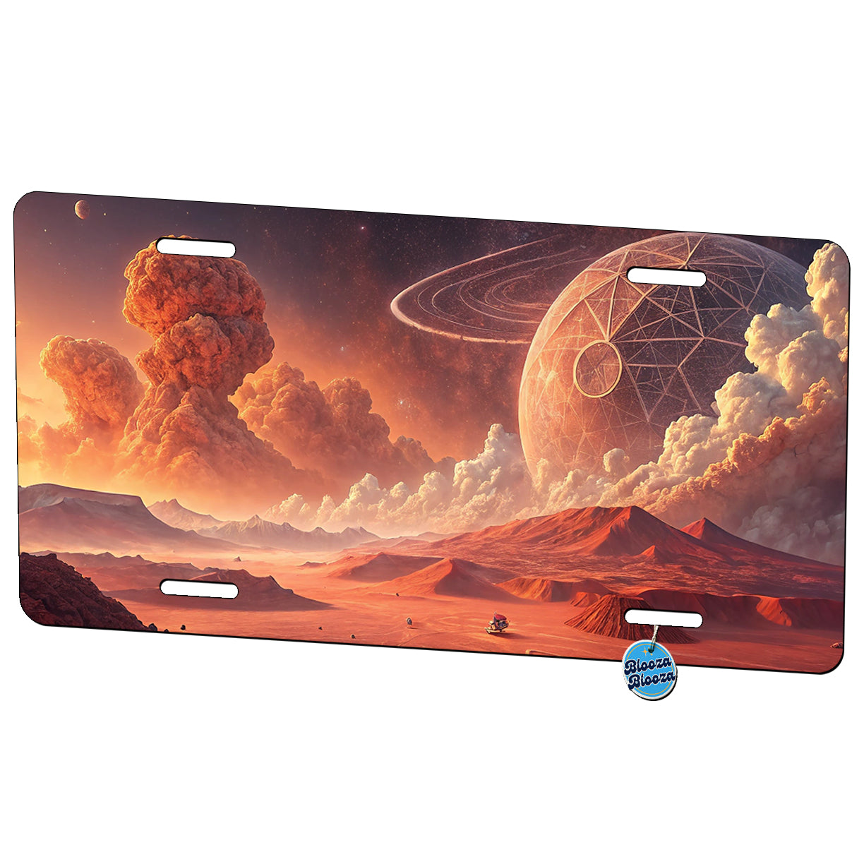 Abstract Alien Martian Sci-fi Landscape Metal Vanity Novelty Tag License Plate for Trucks Cars SUVs