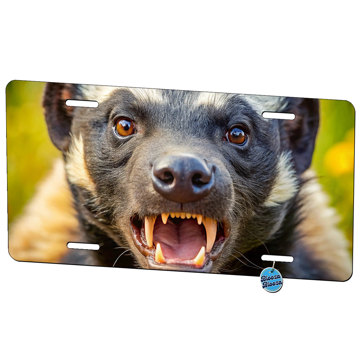 Angry Honey Badger Metal Vanity Novelty Tag License Plate for Trucks Cars SUVs