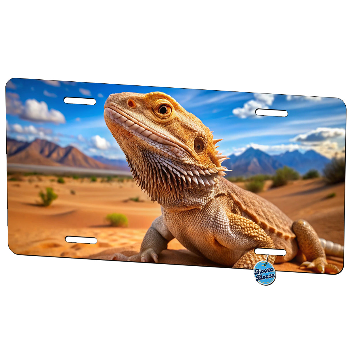 Bearded Dragon Lizard Reptile in the Desert Metal Vanity Novelty Tag License Plate for Trucks Cars SUVs