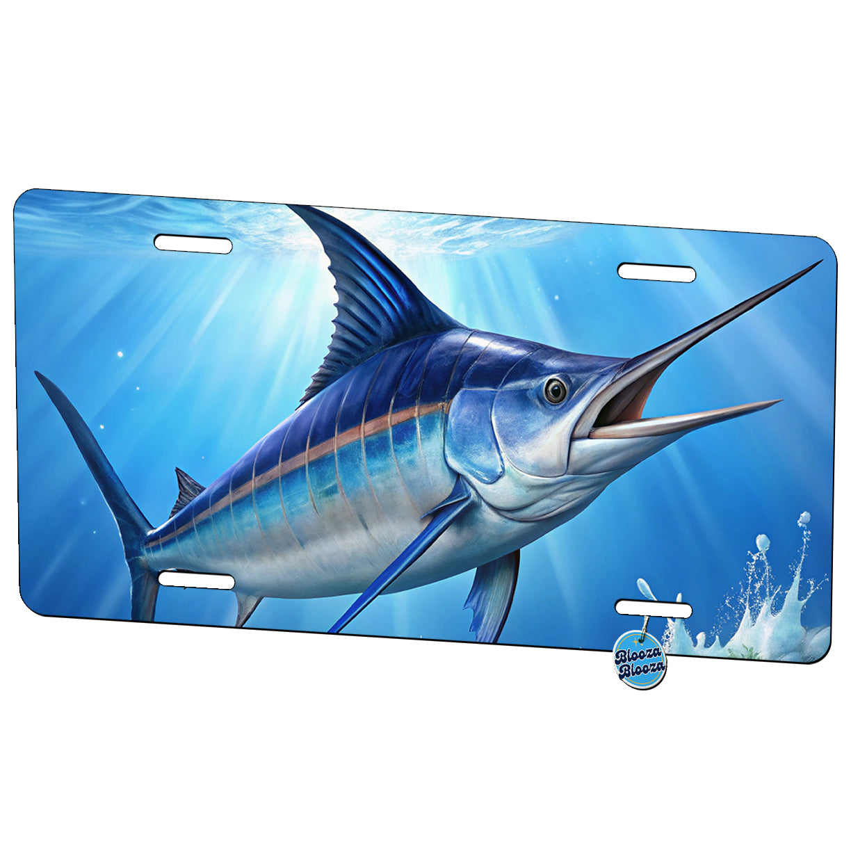 Blue Marlin Fish Metal Vanity Novelty Tag License Plate for Trucks Cars SUVs